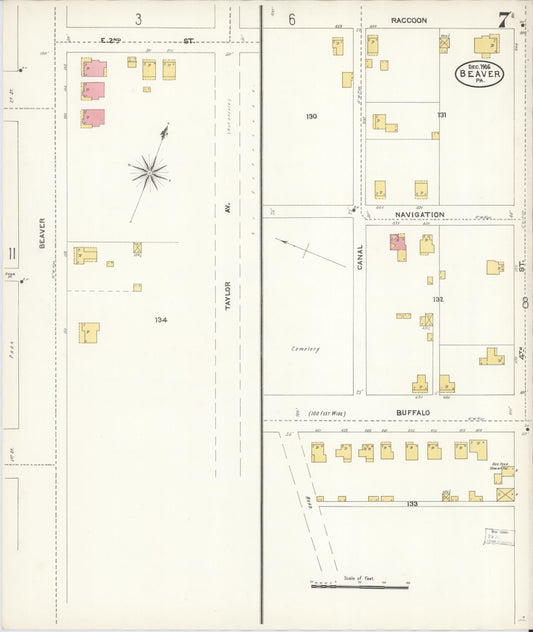 Sanborn Fire Insurance Map from Beaver, Beaver County, Pennsylvania (1906), Sheet #0007 - Historic Sanborn Fire Insurance Map Print, vintage old map wall art, antique decor, genealogy gift, Pennsylvania Pennsylvania map