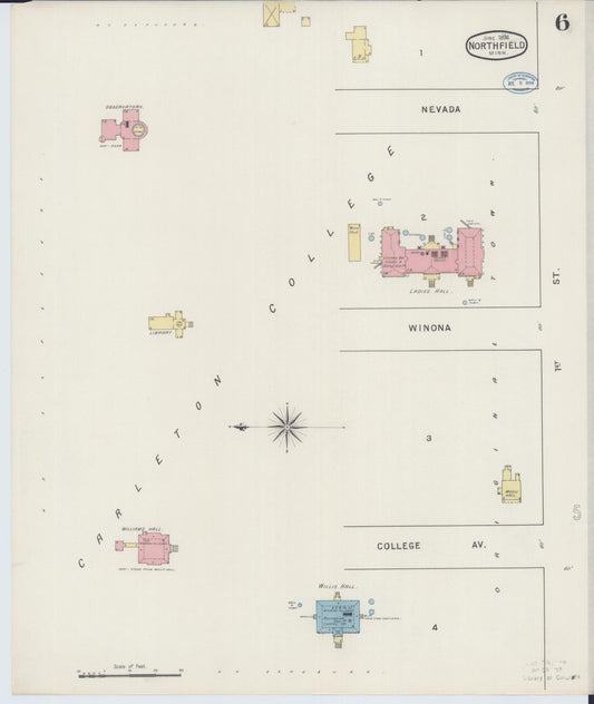 Sanborn Fire Insurance Map from Northfield, Rice County, Minnesota (1894), Sheet #0006 - Historic Sanborn Fire Insurance Map Print, vintage old map wall art, antique decor, genealogy gift, Minnesota Minnesota map