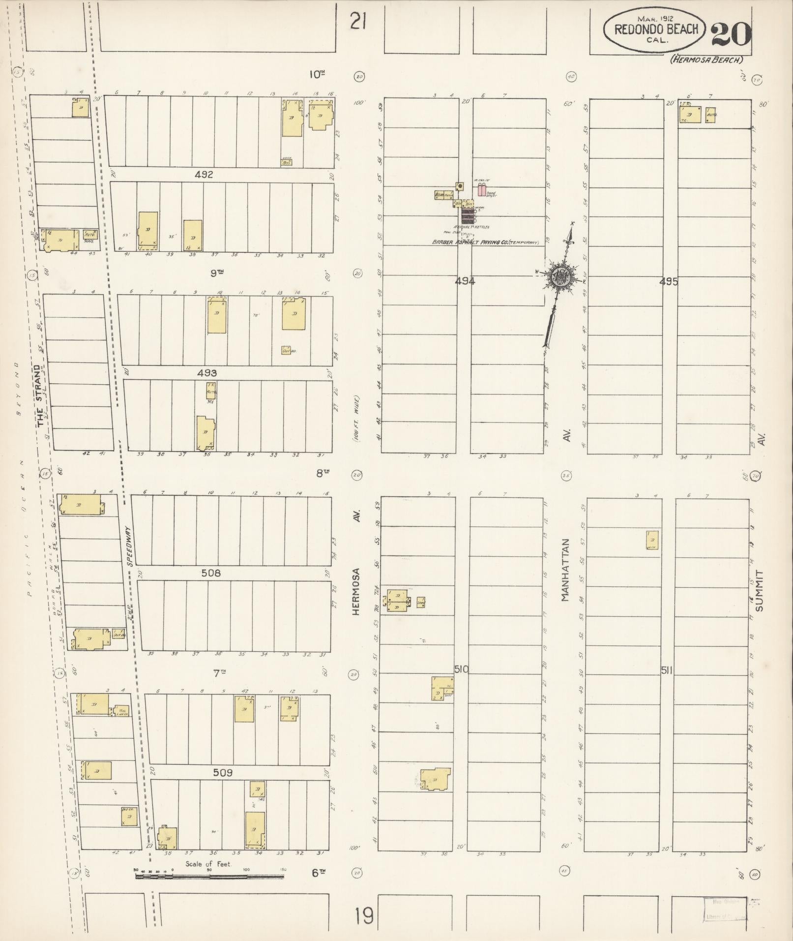 Sanborn Fire Insurance Map from Redondo Beach, Los Angeles County, California (1912), Sheet #0020 - Complete Map Set gallery image, historic Sanborn map, vintage wall art, California California