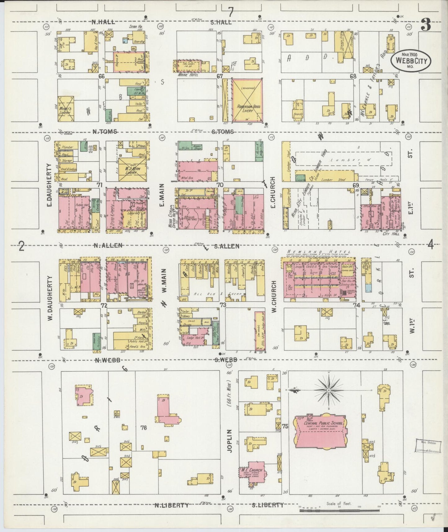 Sanborn Fire Insurance Map from Webb City, Jasper County, Missouri (1900), Sheet #0003 - Complete Map Set gallery image, historic Sanborn map, vintage wall art, Missouri Missouri