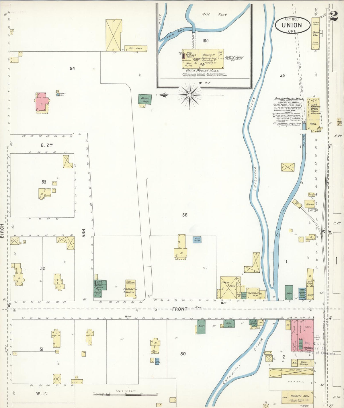 Sanborn Fire Insurance Map from Union, Union County, Oregon (1900), Sheet #0002 - Historic Sanborn Fire Insurance Map Print, vintage old map wall art, antique decor, genealogy gift, Oregon Oregon map