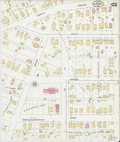 Sanborn Fire Insurance Map from Elkhart, Elkhart County, Indiana (1901), Sheet #0022 - Complete Map Set gallery image, historic Sanborn map, vintage wall art, Indiana Indiana