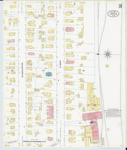 Sanborn Fire Insurance Map from Ionia, Ionia County, Michigan (1907), Sheet #0003 - Complete Map Set gallery image, historic Sanborn map, vintage wall art, Michigan Michigan