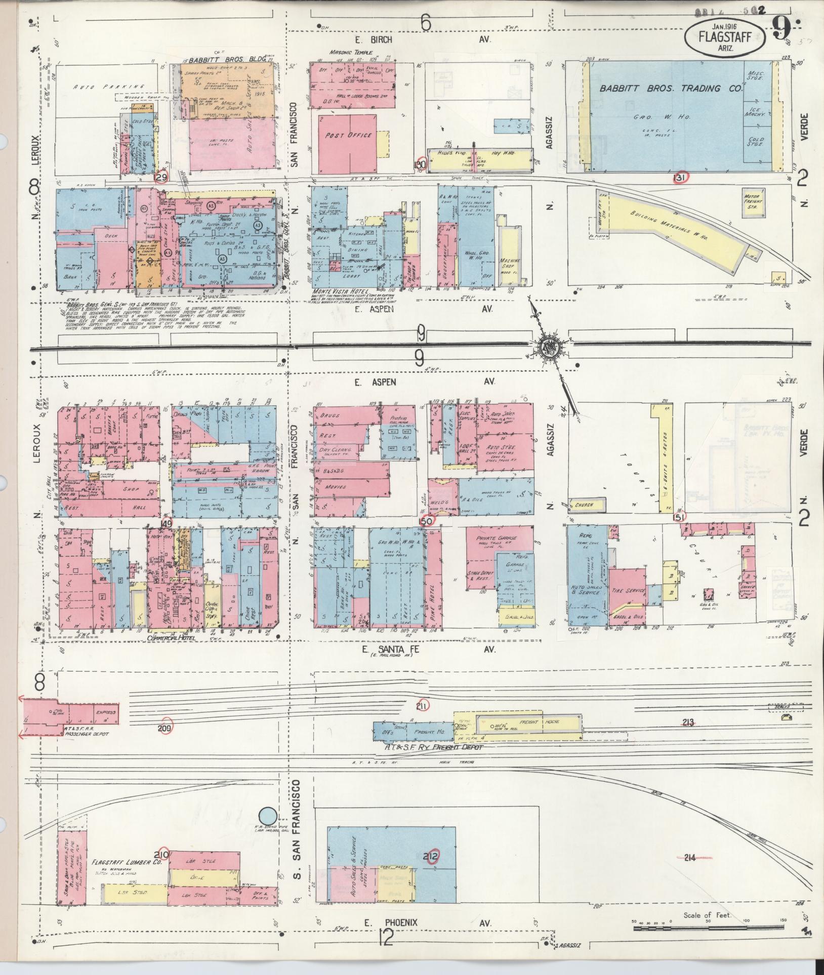 Sanborn Fire Insurance Map from Flagstaff, Coconino County, Arizona (1948), Sheet #0009 - Complete Map Set gallery image, historic Sanborn map, vintage wall art, Arizona Arizona