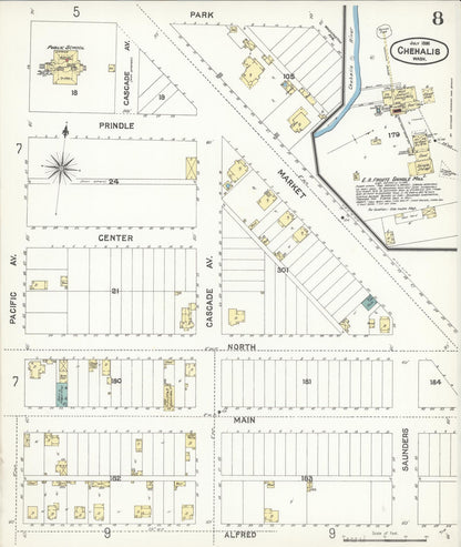 Sanborn Fire Insurance Map from Chehalis, Lewis County, Washington (1896), Sheet #0008 - Complete Map Set gallery image, historic Sanborn map, vintage wall art, Washington Washington