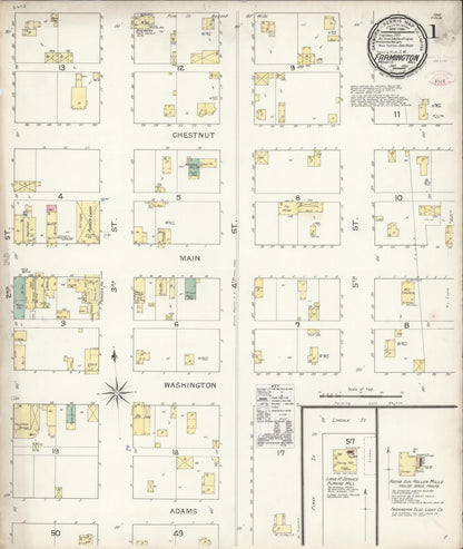 Sanborn Fire Insurance Map from Farmington, Whitman County, Washington (1893), Sheet #0001 - Complete Map Set gallery image, historic Sanborn map, vintage wall art, Washington Washington