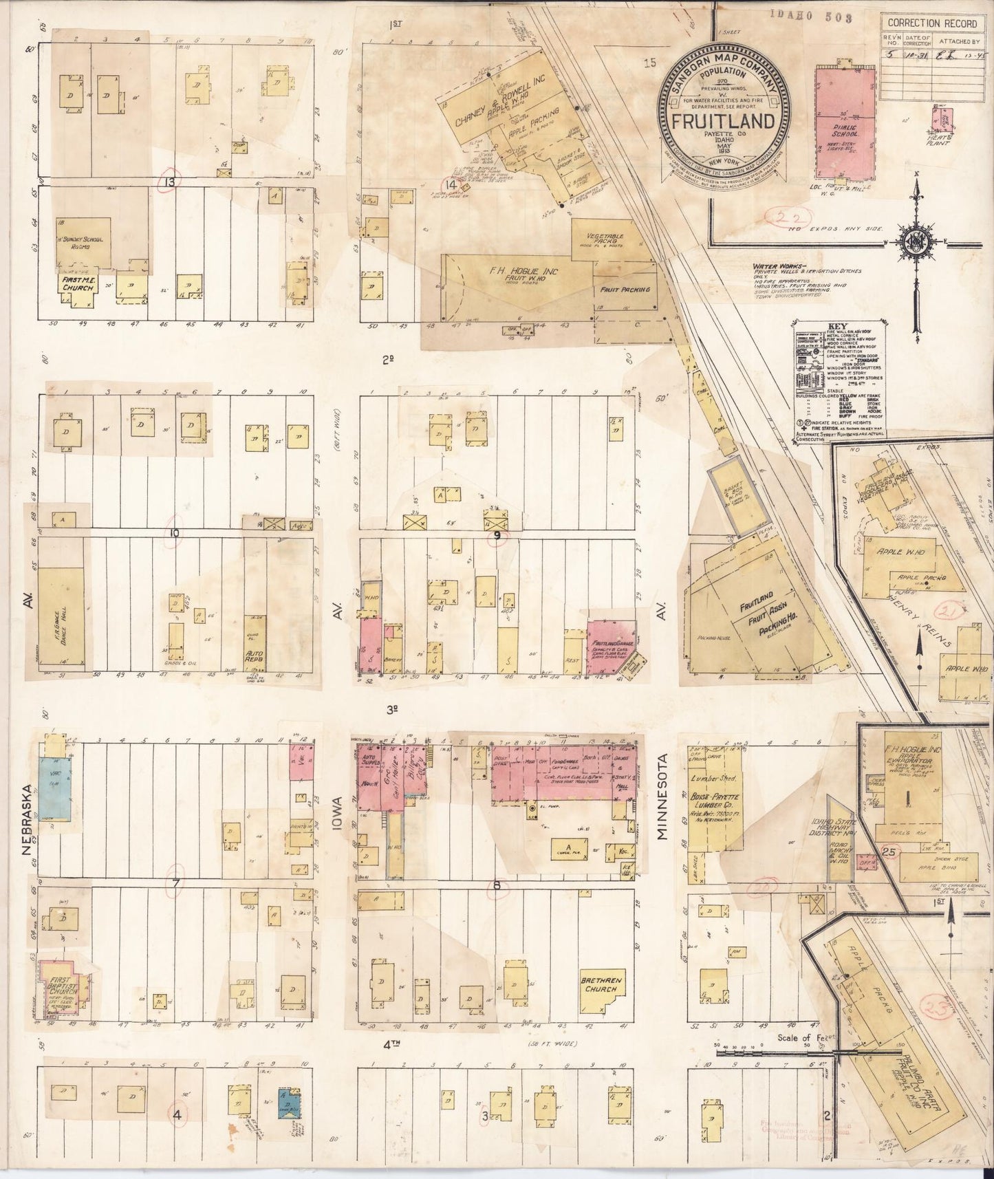 Sanborn Fire Insurance Map from Fruitland, Payette County, Idaho (1931), Sheet #0001 - Historic Sanborn Fire Insurance Map Print, vintage old map wall art, antique decor, genealogy gift, Idaho Idaho map