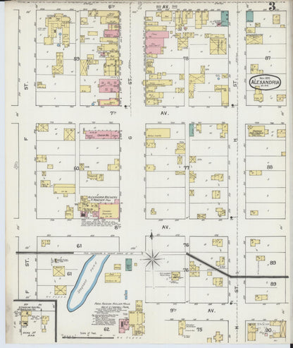 Sanborn Fire Insurance Map from Alexandria, Douglas County, Minnesota (1892), Sheet #0003 - Historic Sanborn Fire Insurance Map Print, vintage old map wall art, antique decor, genealogy gift, Minnesota Minnesota map