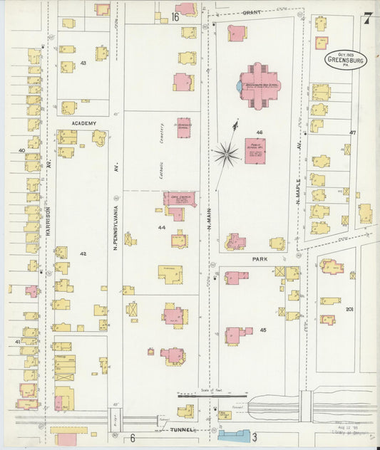 Sanborn Fire Insurance Map from Greensburg, Westmoreland County, Pennsylvania (1903), Sheet #0007 - Historic Sanborn Fire Insurance Map Print, vintage old map wall art, antique decor, genealogy gift, Pennsylvania Pennsylvania map