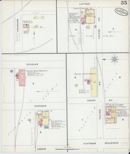 Sanborn Fire Insurance Map from Rockford, Winnebago County, Illinois (1891), Sheet #0035 - Complete Map Set gallery image, historic Sanborn map, vintage wall art, Illinois Illinois