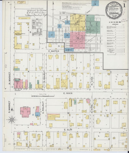 Sanborn Fire Insurance Map from Urbana, Champaign County, Illinois (1892), Sheet #0001 - Complete Map Set gallery image, historic Sanborn map, vintage wall art, Illinois Illinois