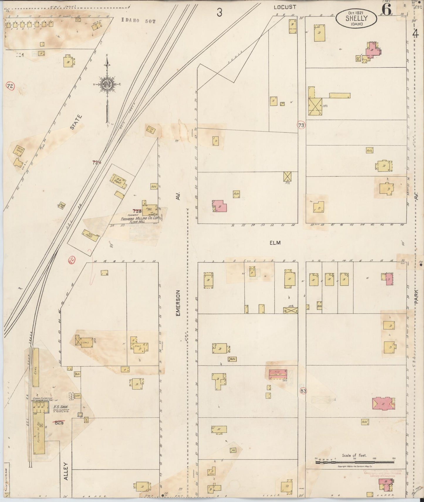Sanborn Fire Insurance Map from Shelley, Bingham County, Idaho (1935), Sheet #0006 - Complete Map Set gallery image, historic Sanborn map, vintage wall art, Idaho Idaho