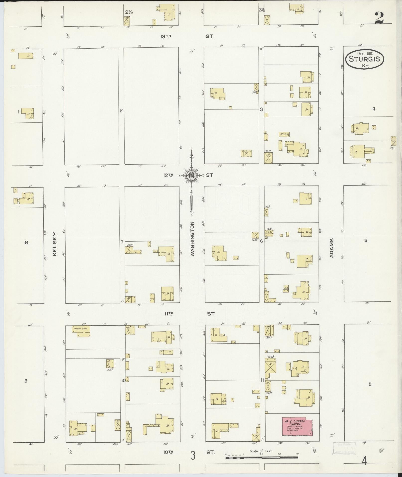 Sanborn Fire Insurance Map from Sturgis, Union County, Kentucky (1912), Sheet #0002 - Complete Map Set gallery image, historic Sanborn map, vintage wall art, Kentucky Kentucky