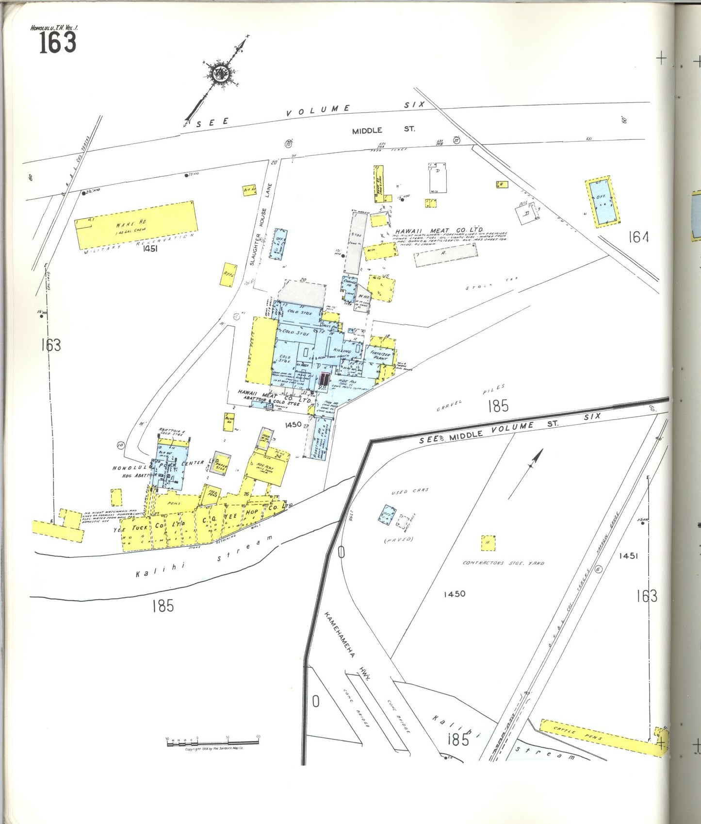 Sanborn Fire Insurance Map from Honolulu, Oahu County, Hawaii (1955), Sheet #0163 - Historic Sanborn Fire Insurance Map Print, vintage old map wall art