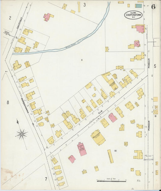 Sanborn Fire Insurance Map from Cooperstown, Otsego County, New York (1903), Sheet #0006 - Historic Sanborn Fire Insurance Map Print, vintage old map wall art, antique decor, genealogy gift, New York New York map