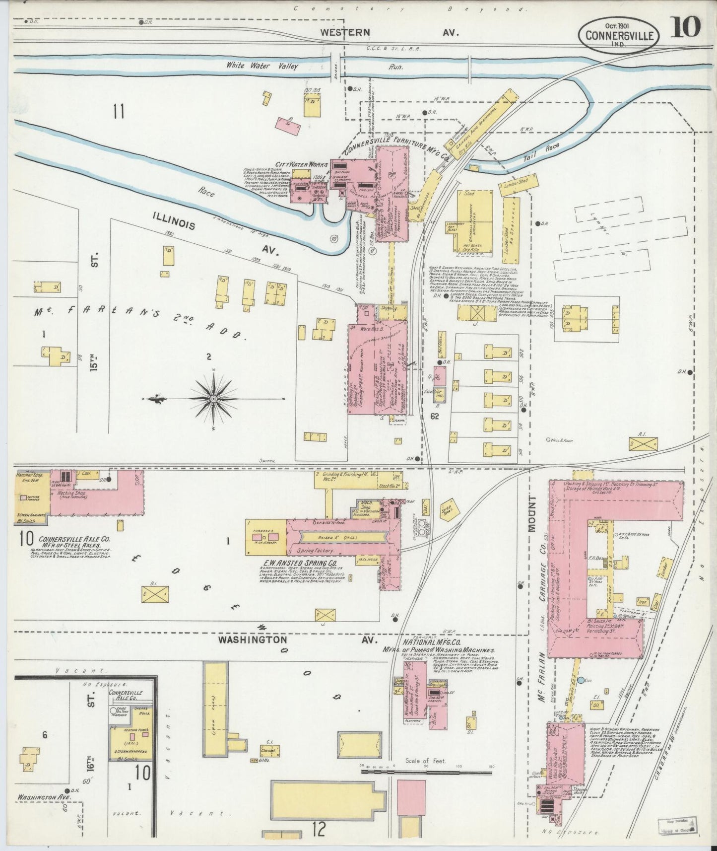 Sanborn Fire Insurance Map from Connersville, Fayette County, Indiana (1901), Sheet #0010 - Complete Map Set gallery image, historic Sanborn map, vintage wall art, Indiana Indiana