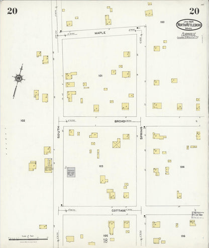 Sanborn Fire Insurance Map from North Attleborough, Bristol County, Massachusetts (1924), Sheet #0020 - Complete Map Set gallery image, historic Sanborn map, vintage wall art, Massachusetts Massachusetts