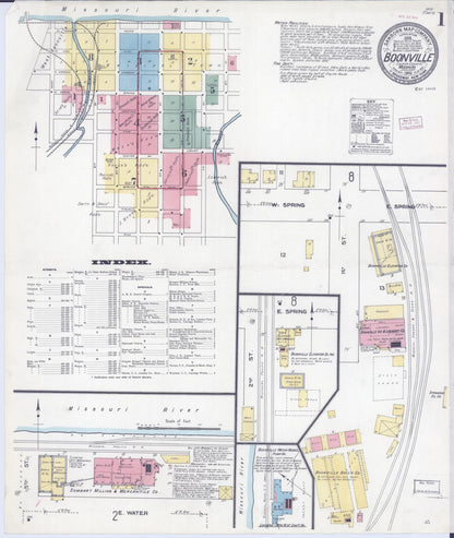 Sanborn Fire Insurance Map from Boonville, Cooper County, Missouri (1910), Sheet #0001 - Complete Map Set gallery image, historic Sanborn map, vintage wall art, Missouri Missouri