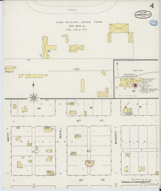 Sanborn Fire Insurance Map from Janesville, Waseca County, Minnesota (1894), Sheet #0004 - Historic Sanborn Fire Insurance Map Print, vintage old map wall art, antique decor, genealogy gift, Minnesota Minnesota map