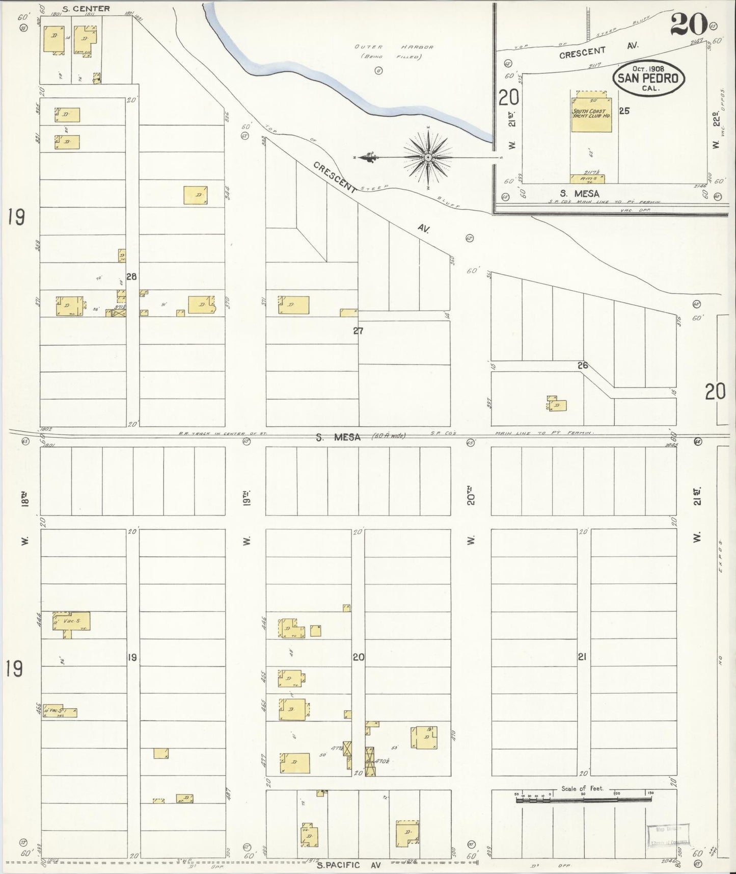 Sanborn Fire Insurance Map from San Pedro, Los Angeles County, California (1908), Sheet #0020 - Complete Map Set gallery image, historic Sanborn map, vintage wall art, California California