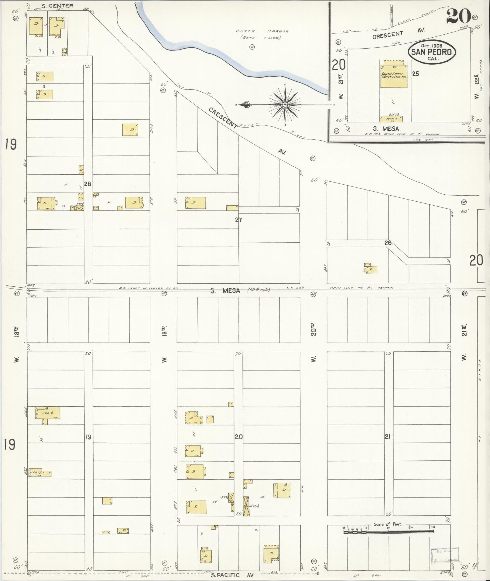 Sanborn Fire Insurance Map from San Pedro, Los Angeles County, California (1908), Sheet #0020 - Complete Map Set gallery image, historic Sanborn map, vintage wall art, California California