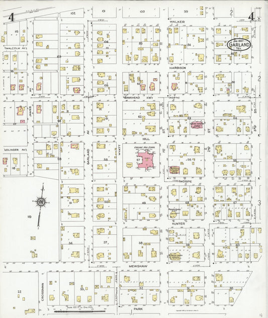 Sanborn Fire Insurance Map from Garland, Dallas County, Texas (1927), Sheet #0004 - Historic Sanborn Fire Insurance Map Print, vintage old map wall art, antique decor, genealogy gift, Texas Texas map