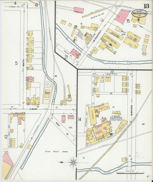 Sanborn Fire Insurance Map from Washington, Washington County, Pennsylvania (1900), Sheet #0013 - Historic Sanborn Fire Insurance Map Print, vintage old map wall art, antique decor, genealogy gift, Sanborn Fire Insurance Map from Washington Washington map