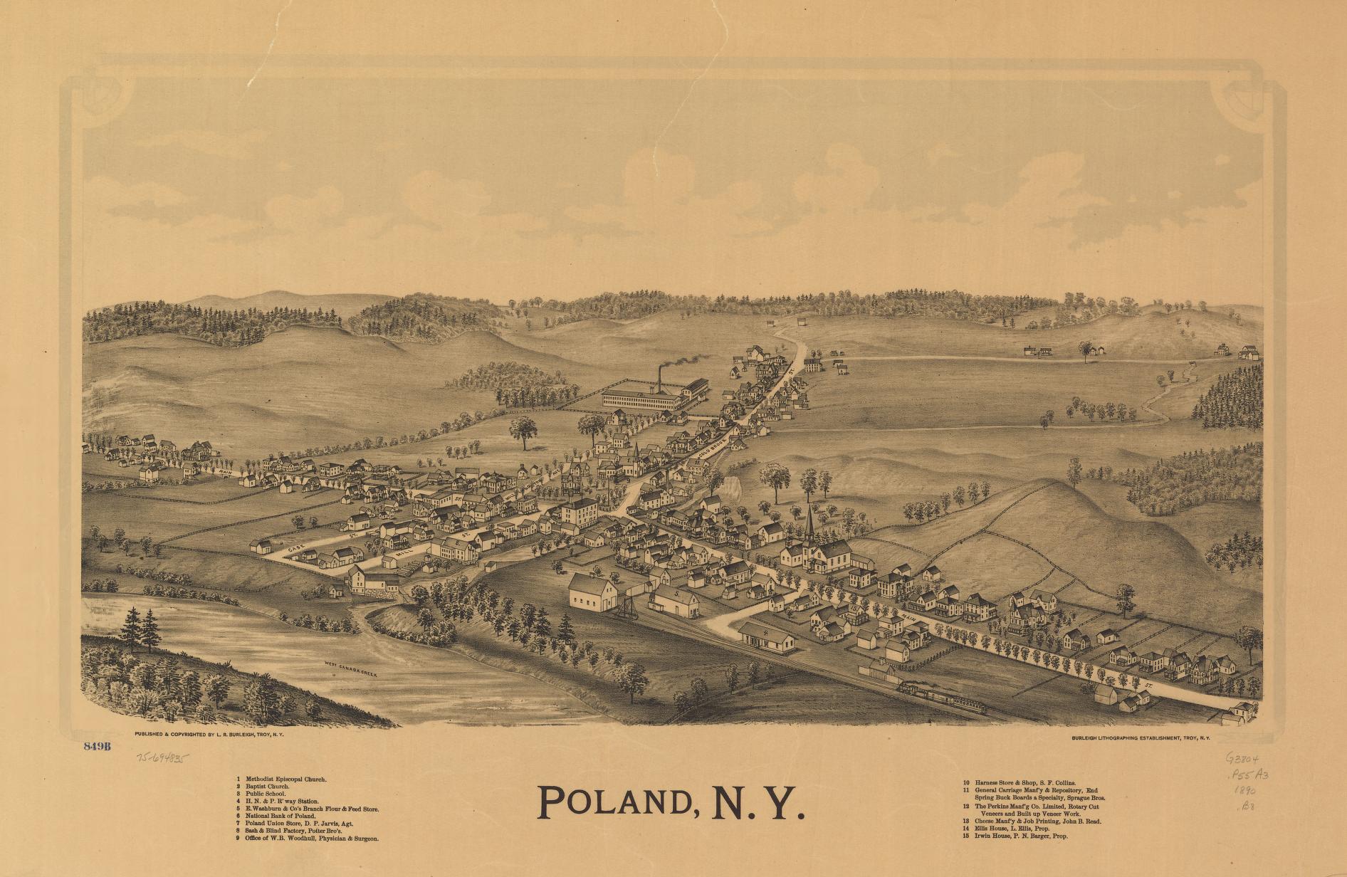 Poland, N.Y. (1890) – Historic Bird’s-Eye View Panorama Print