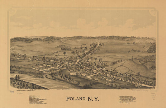 Poland, N.Y. (1890) – Historic Bird’s-Eye View Panorama Print