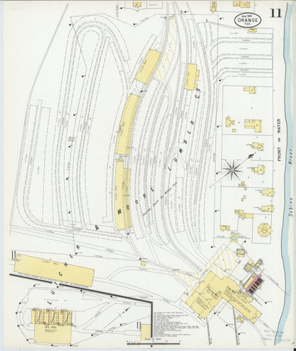Sanborn Fire Insurance Map from Orange, Orange County, Texas (1901), Sheet #0011 - Historic Sanborn Fire Insurance Map Print, vintage old map wall art, antique decor, genealogy gift, Texas Texas map