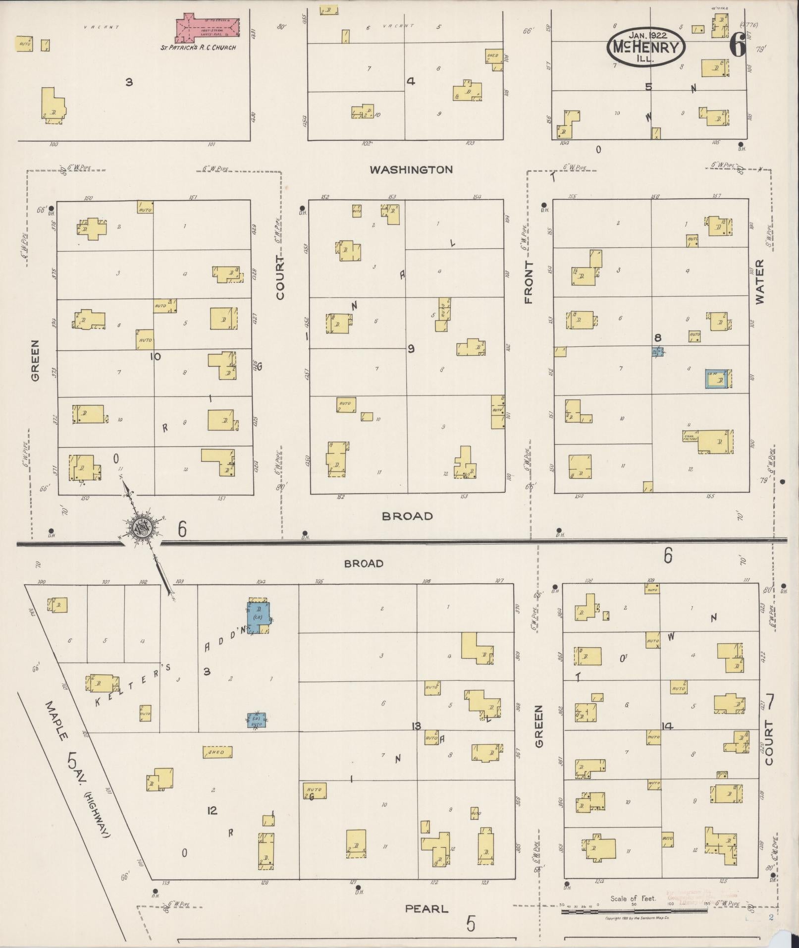 Sanborn Fire Insurance Map from McHenry, McHenry County, Illinois (1922), Sheet #0006 - Historic Sanborn Fire Insurance Map Print, vintage old map wall art, antique decor, genealogy gift, Illinois Illinois map