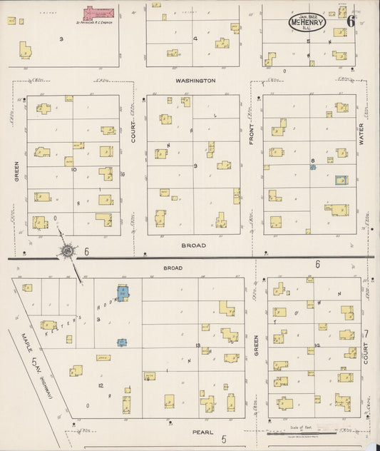 Sanborn Fire Insurance Map from McHenry, McHenry County, Illinois (1922), Sheet #0006 - Historic Sanborn Fire Insurance Map Print, vintage old map wall art, antique decor, genealogy gift, Illinois Illinois map