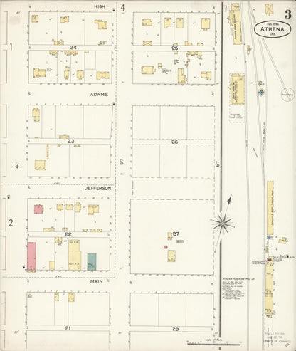 Sanborn Fire Insurance Map from Athena, Umatilla County, Oregon (1896), Sheet #0003 - Complete Map Set gallery image, historic Sanborn map, vintage wall art, Oregon Oregon