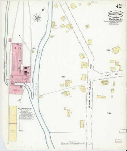 Sanborn Fire Insurance Map from Morristown, Morris County, New Jersey (1909), Sheet #0042 - Complete Map Set gallery image, historic Sanborn map, vintage wall art, New Jersey New Jersey