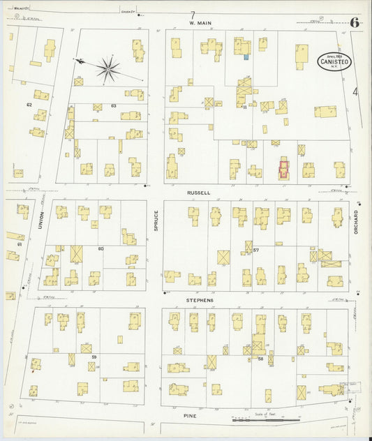 Sanborn Fire Insurance Map from Canisteo, Steuben County, New York (1909), Sheet #0006 - Historic Sanborn Fire Insurance Map Print, vintage old map wall art, antique decor, genealogy gift, New York New York map