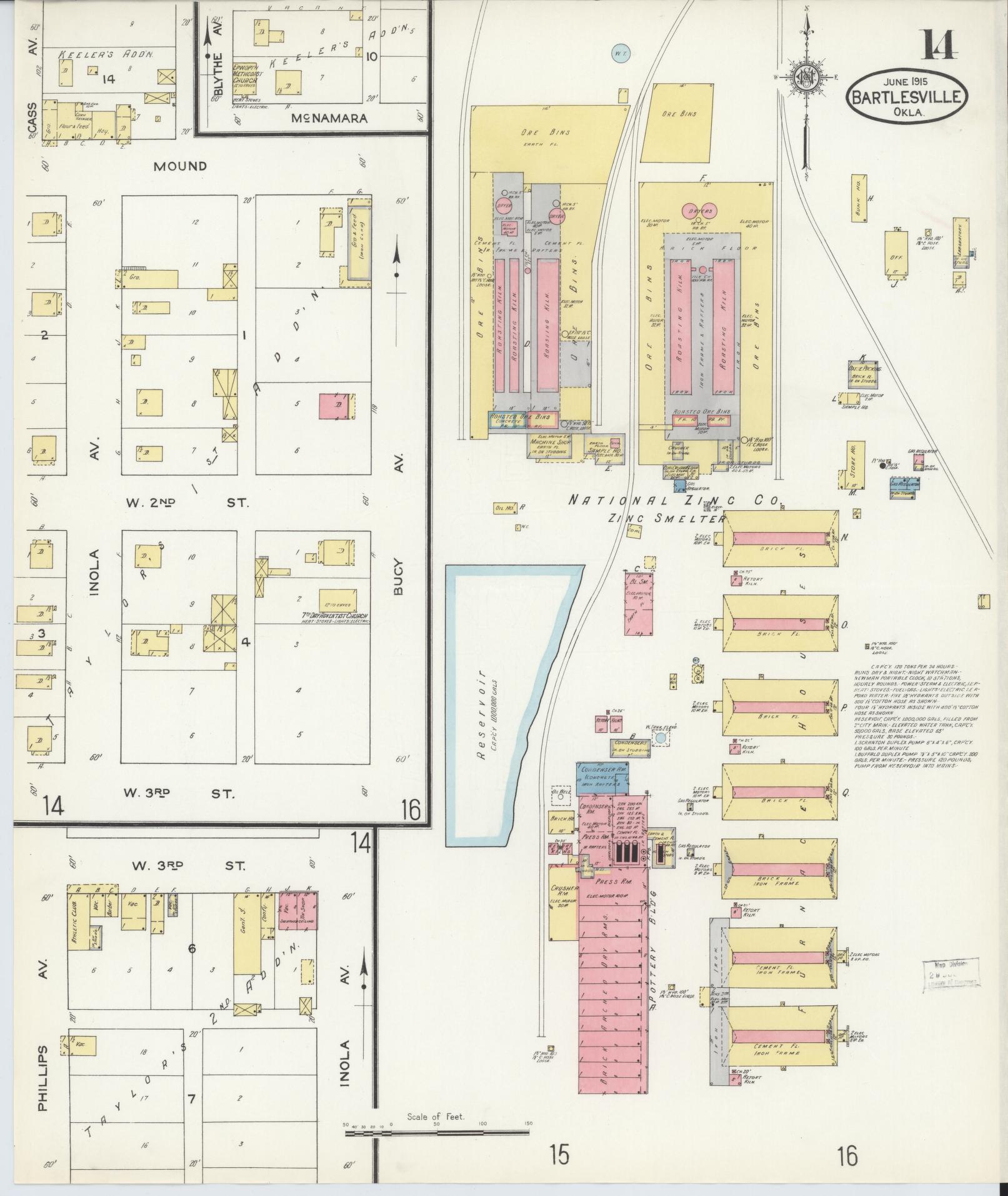 Sanborn Fire Insurance Map from Bartlesville, Washington County, Oklahoma (1915), Sheet #0014 - Complete Map Set gallery image, historic Sanborn map, vintage wall art, Oklahoma Oklahoma