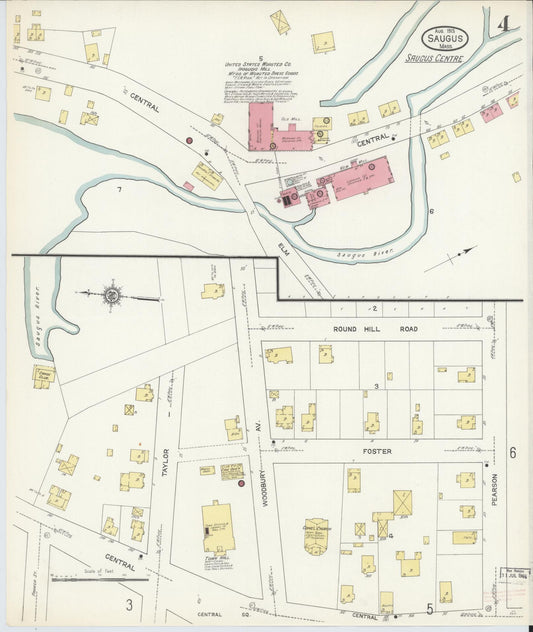Sanborn Fire Insurance Map from Saugus, Essex County, Massachusetts (1913), Sheet #0004 - Historic Sanborn Fire Insurance Map Print, vintage old map wall art, antique decor, genealogy gift, Massachusetts Massachusetts map