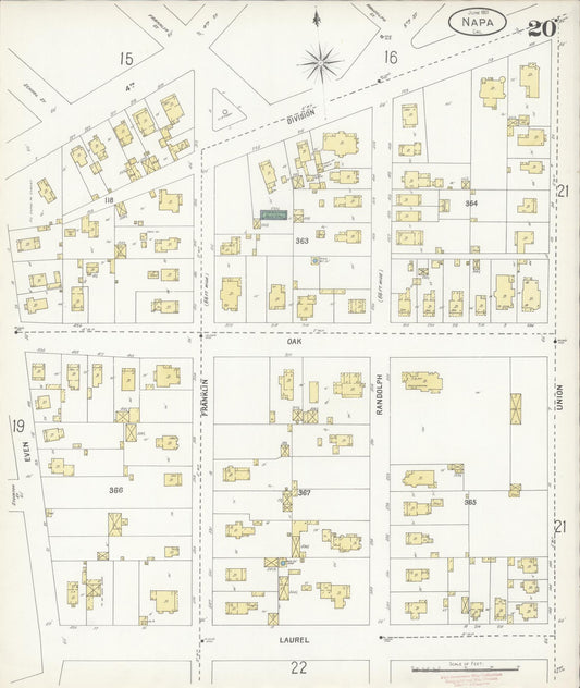 Sanborn Fire Insurance Map from Napa, Napa County, California (1901), Sheet #0020 - Historic Sanborn Fire Insurance Map Print, vintage old map wall art, antique decor, genealogy gift, California California map