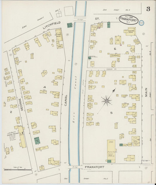 Sanborn Fire Insurance Map from Frankfort, Herkimer County, New York (1886), Sheet #0003 - Historic Sanborn Fire Insurance Map Print, vintage old map wall art, antique decor, genealogy gift, New York New York map