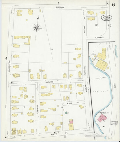 Sanborn Fire Insurance Map from Natick, Middlesex County, Massachusetts (1909), Sheet #0006 - Complete Map Set gallery image, historic Sanborn map, vintage wall art, Massachusetts Massachusetts