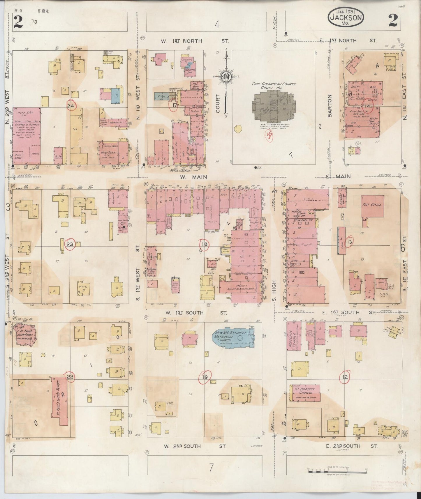 Sanborn Fire Insurance Map from Jackson, Cape Girardeau County, Missouri (1941), Sheet #0002 - Complete Map Set gallery image, historic Sanborn map, vintage wall art, Missouri Missouri