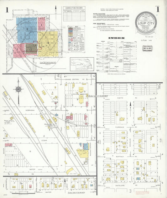Sanborn Fire Insurance Map from Loup City, Sherman County, Nebraska (1937), Sheet #0001 - Historic Sanborn Fire Insurance Map Print, vintage old map wall art, antique decor, genealogy gift, Nebraska Nebraska map