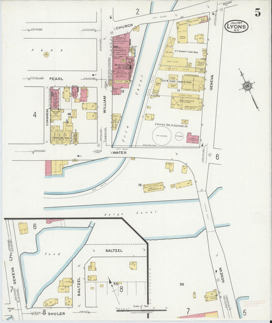Sanborn Fire Insurance Map from Lyons, Wayne County, New York (1917), Sheet #0005 - Historic Sanborn Fire Insurance Map Print, vintage old map wall art, antique decor, genealogy gift, New York New York map