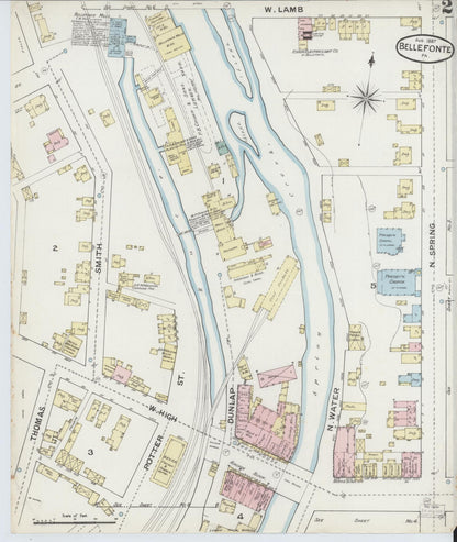 Sanborn Fire Insurance Map from Bellefonte, Centre County, Pennsylvania (1887), Sheet #0002 - Complete Map Set gallery image, historic Sanborn map, vintage wall art, Pennsylvania Pennsylvania
