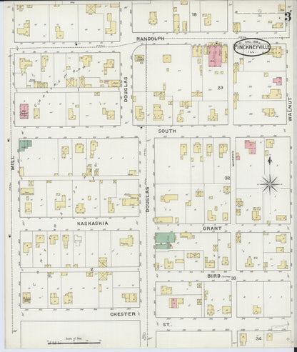 Sanborn Fire Insurance Map from Pinckneyville, Perry County, Illinois (1894), Sheet #0003 - Complete Map Set gallery image, historic Sanborn map, vintage wall art, Illinois Illinois