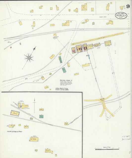 Sanborn Fire Insurance Map from Hurley, Iron County, Wisconsin (1905), Sheet #0009 - Historic Sanborn Fire Insurance Map Print, vintage old map wall art, antique decor, genealogy gift, Wisconsin Wisconsin map