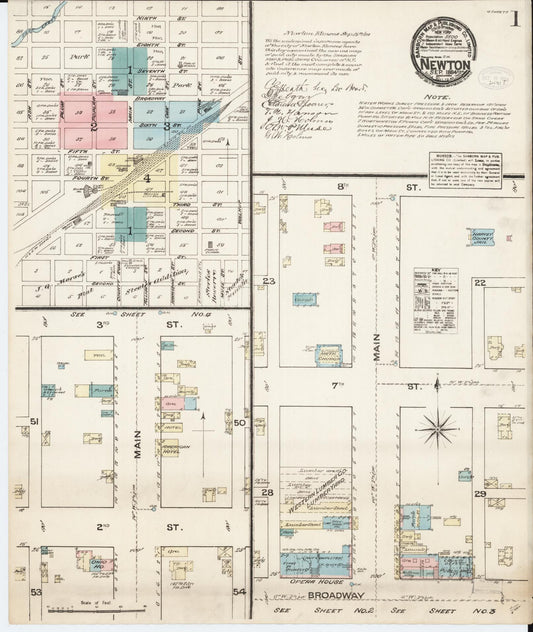 Sanborn Fire Insurance Map from Newton, Harvey County, Kansas (1884), Sheet #0001 - Complete Map Set gallery image, historic Sanborn map, vintage wall art, Kansas Kansas