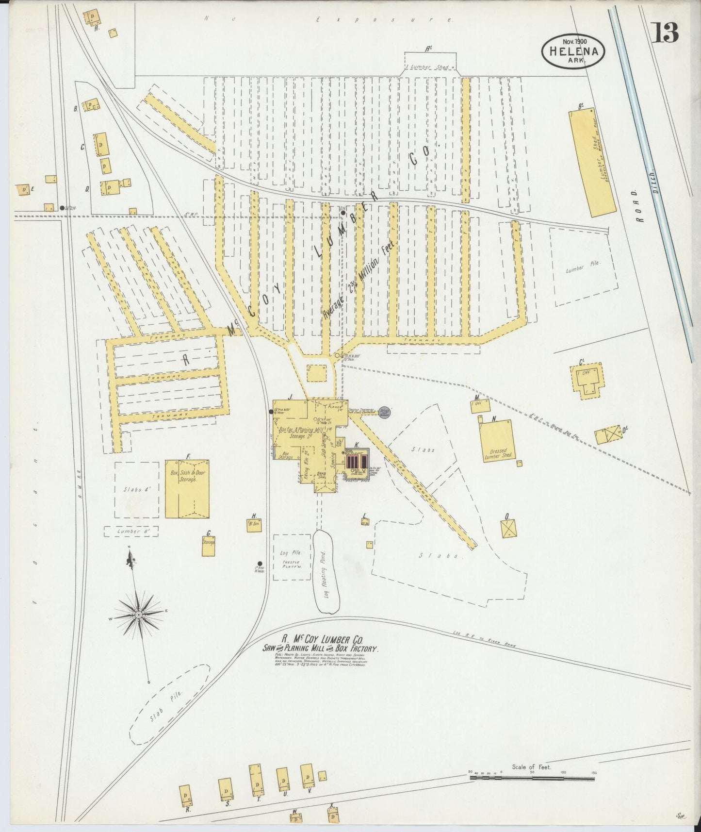 Sanborn Fire Insurance Map from Helena, Phillips County, Arkansas (1900), Sheet #0013 - Complete Map Set gallery image, historic Sanborn map, vintage wall art, Arkansas Arkansas
