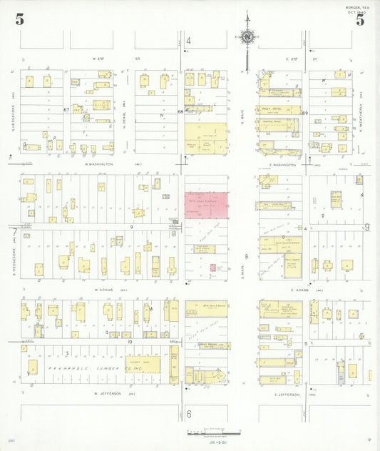 Sanborn Fire Insurance Map from Borger, Hutchinson County, Texas (1940), Sheet #0005 - Historic Sanborn Fire Insurance Map Print, vintage old map wall art, antique decor, genealogy gift, Texas Texas map