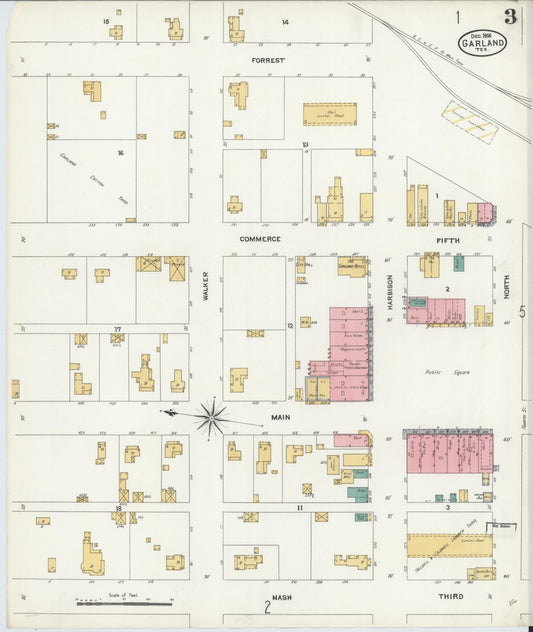 Sanborn Fire Insurance Map from Garland, Dallas County, Texas (1906), Sheet #0003 - Historic Sanborn Fire Insurance Map Print, vintage old map wall art, antique decor, genealogy gift, Texas Texas map
